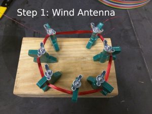 First step using the antenna winding pegs